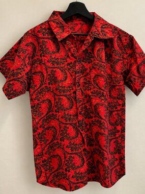 Mens Paisley Black and Red Shirt